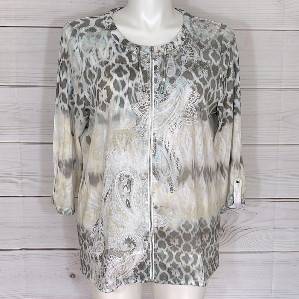Chico’s Zenergy Paisley Animal Print Zip-Up Jacket Size 16/XL/Chico’s 3